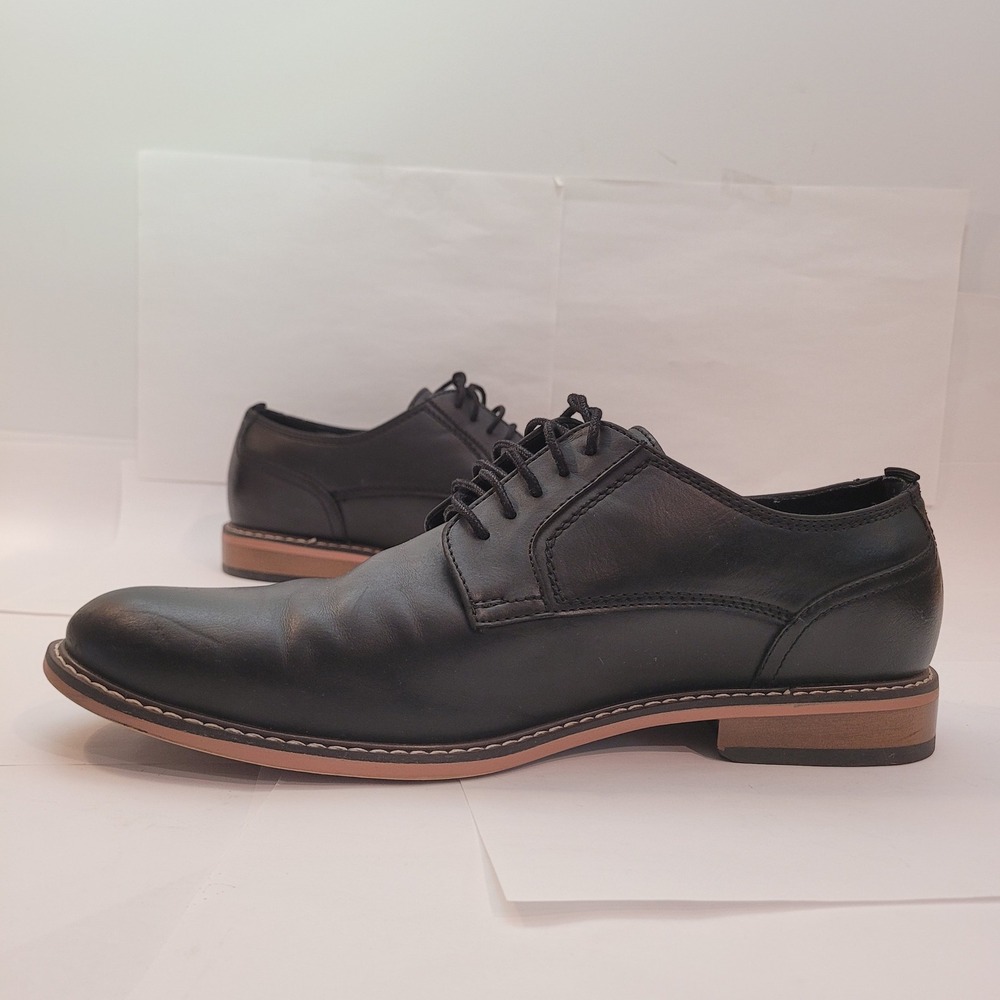 Madden Derby Shoes Men Black Lace Up Plain Toe Ortholite 11W Wide Width